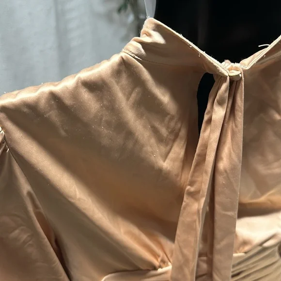 Badgley Mischka champagne satin blouse shirt top XS 2 Rent the runway repair - Picture 10 of 13